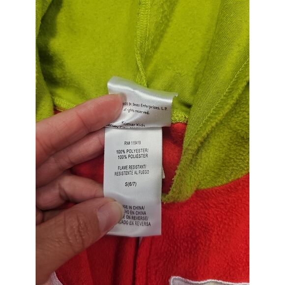 The Grinch Pajama Romper Kids Small 6/7 Fleece Christmas Sleeper - Picture 6 of 8